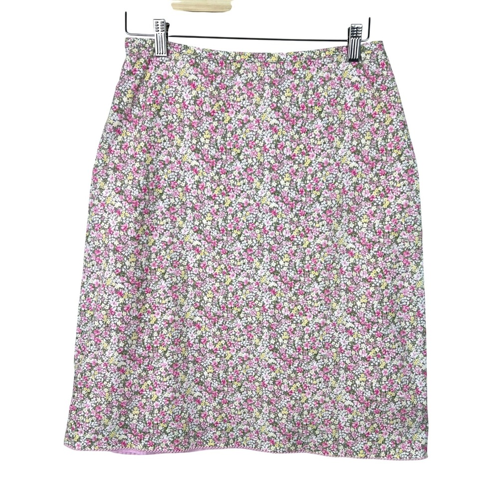 Gap Vintage Y2k Womens Size 8 Ditsy Floral‎ Pencil Skirt Pink Stretch Cotton